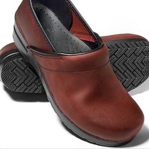 Dansko clogs in chestnut brown